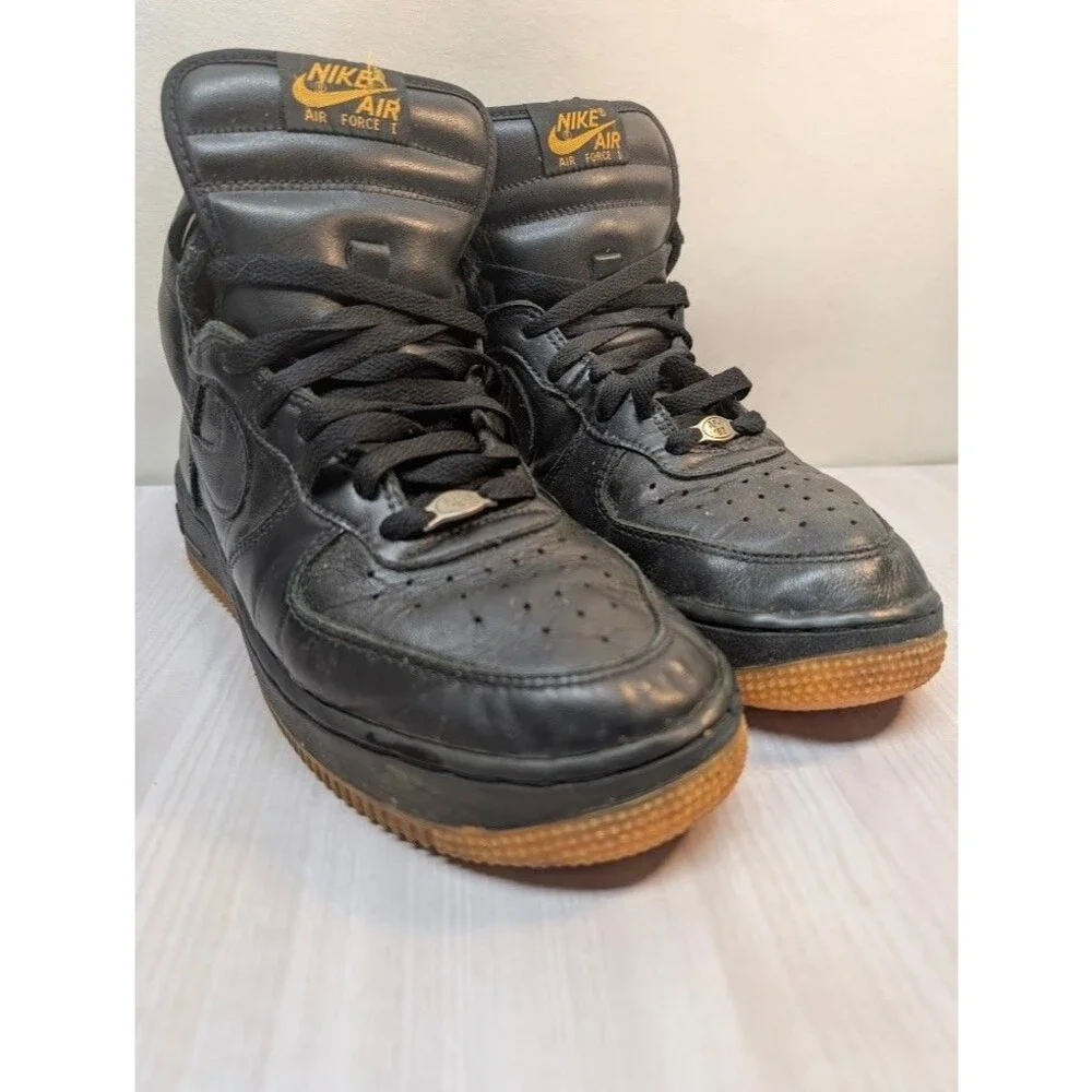 Nike Air Force 1 High Triple Black Sneakers Vintage 2000 Youth Size 7